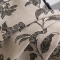 Bohemian cotton linen curtain with black floral print on cream background fabric close-up - 150*160cm / Black Floral (Beige Background)