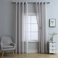 Minimalistische graue Vorhänge mit beigen Quastenrändern in hellem Wohnzimmer-Design - 100cmx130cm / Grau