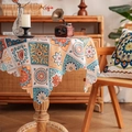 Rond bohemien tafelkleed met kleurrijke mandala-patronen en geschulpte randafwerking - 60*60cm / Veelkleurig Bloemenrooster