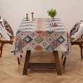 Böhmische Tischdecke mit Mandala-Druck, marokkanischen Mustern und gewelltem Randdesign - 140*260cm / Bunt Kariert Blumig Wellenkante