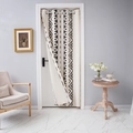 Ethnic geometric print door curtain with black patterns on cream fabric for home privacy - 140x200cm / Great Wall Pattern