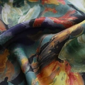 Tela de cortina sedosa con estampado floral americano y vibrantes patrones abstractos - 100*130cm / Verde Impresionista