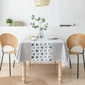 Tovaglia minimalista in PVC grigio con motivi geometrici e frange con nappe - 140*180cm / Grigio