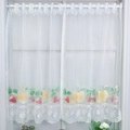 White lace cafe curtain with fruit prints and scalloped edges for kitchen windows - Fruit Flat Print Style / 77.5*90cm (Set of 2)