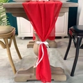 Elegant red chiffon table runner with white ribbon bows for wedding party decor - 70cmx300cm / Red