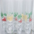 White lace cafe curtain with fruit patterns and scalloped edges for kitchen windows - Fruit Print Cafe Style / 140cm*90cm