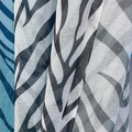 Blue and white abstract plant leaf pattern sheer curtain fabric with elegant folds - 100*130cm / Black & White