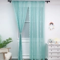 Elegant mint green floral lace curtains with scalloped edges for a modern living room - 140*100cm / Mint Green