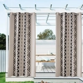 Rideaux occultants bohèmes avec motifs géométriques et œillets pour pergola jardin - 132*213cm / Motif à Carreaux