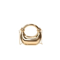 Bolso de noche dorado con diseño de nudo, asa circular y cadena de metal fina - Dorado