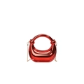 Bolso de mano rojo metálico en forma de arco con correa de cadena dorada fina - Rojo