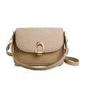 Minimalistische kaki schoudertas met een gouden hoefijzer gesp in vintage stijl - Khaki