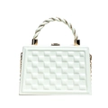 Sac boîte blanc matelassé avec chaîne dorée et motif à carreaux texturé - Blanc