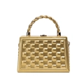 Sac boîte rigide doré avec texture matelassée, poignée spirale et bandoulière chaîne - Doré