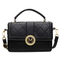 Elegante borsa trapuntata nera con logo M dorato e tracolla regolabile rimovibile - Nero