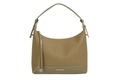 Elegante borsa sottobraccio in tessuto intrecciato kaki oliva con finiture in pelle e tracolla - Verde