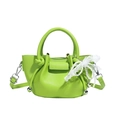 Sac seau vert fluo à motif litchi avec nœud en dentelle blanche et breloque perle - Vert