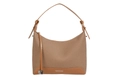 Borsa sottobraccio in tela marrone con finiture in pelle e stampa FASHION & BAG - Cachi