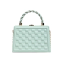 Chic mint green quilted box bag with geometric texture and gold chain strap - Green