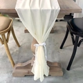 Elegant ivory white chiffon table runner with delicate pleated texture for wedding decor - Beige