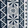 Bohemian blue and white geometric floral print curtain with ethnic fringe details - 160x150cm / Navy Blue Print