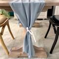 Morandi blue chiffon table runner with white ribbon for elegant wedding party decor - Pale Blue