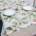 Nappe imprimée florale en mélange de lin de style campagnard américain pour table à manger - 100*100cm / Blanc avec fleurs rouges