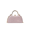 Elegant pink sequin evening clutch bag with gold handle and chain strap for women - Purple (2666)