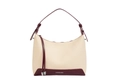Retro woven underarm bag in beige and burgundy leather featuring a stylish tassel detail - White And Wine Red