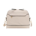 Borsa a tracolla bianco avorio con trama intrecciata a conchiglia e dettagli dorati - Bianco