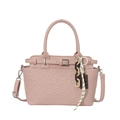 Bolso de mano rosa palo en cuero sintético con relieve geométrico y colgantes - Rosa