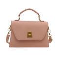 Borsa a tracolla rosa in pelle martellata con elegante chiusura a rotazione oro - Rosa