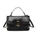 Borsa a tracolla chic in pelle verniciata nera con trama coccodrillo e fibbia dorata - Stile Motivo Coccodrillo / Nero Tipo 1