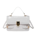 Borsa a mano bianca con stampa coccodrillo, chiusura girevole dorata e tracolla sottile - Stile Motivo Coccodrillo / Bianco