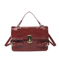 Elegante borsa a mano rosso scuro trama coccodrillo con fibbia dorata e tracolla - Stile Motivo Coccodrillo / Borgogna
