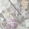 Runner da tavola vintage in pizzo con rose viola e beige su rete bianca - 38*90