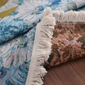 Mantel jacquard retro francés con motivos florales azules y detalles de flecos - 140*90cm / Pintura al Óleo Azul Teñida en Hilo