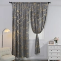Gray blackout curtains with gold marble pattern in luxury velvet fabric set of two - 140*100 / Gray
