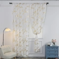 White velvet curtain with gold marble foil print on black curtain rod for living room - 140*100 / White