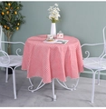 Detail of red and white gingham round tablecloth in a cozy indoor afternoon tea setting - Round 150 / Red White Plaid