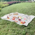 Portable outdoor picnic blanket featuring a classic grey and white plaid checkered pattern - 150*240cm / Gray