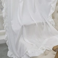 Elegant white velvet curtains with ruffle edges displayed on a luxury armchair - 100W*130H / White