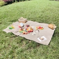 Portable brown and white checkered outdoor picnic blanket laid on a sunny lawn - Light Coffee