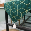 Nordischer dunkelgrüner Samt-Tischläufer mit goldenem Muster und weißen Quasten - 30cm*150cm / Grün