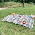 Bohemian black and white geometric picnic mat with tassels on green grass - 100x150 / Black