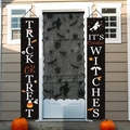 Halloween-Spitzenvorhang-Set mit Trick or Treat-Bannern für festliche Türdekoration - Spinnennetz-Stil