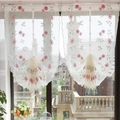 Daisy embroidered liftable Roman sheer curtain with elegant floral patterns for windows - 80*130cm / Pink