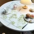 Waterproof linen-textured place mat featuring a vintage green pastoral landscape design - 39*29cm / Cyan