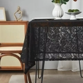Elegant black floral lace tablecloth with intricate hollow patterns for home dining decor - 140*220cm / Black