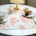 Linen placemat with terracotta landscape print on white fabric for dining table decor - 39*29cm / Coral